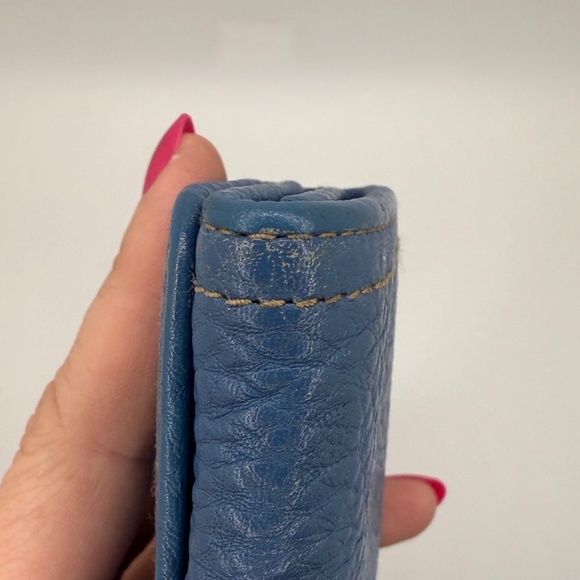 Prada Continental Flap Long Wallet in Blue Pebbled Leather - Picture 6 of 17